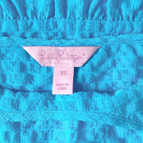 Lilly Pulitzer Silky Ruffle Peplum Tank in Shorely Blue Size XS in Excellent Con - Picture 7 of 7